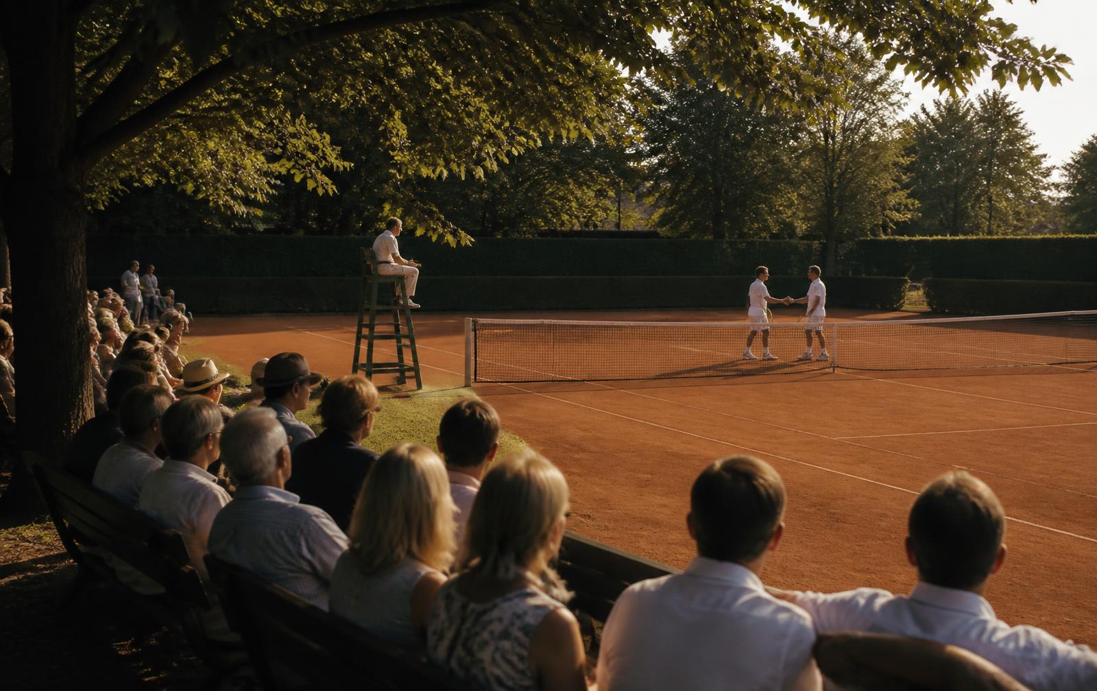 Poignée de main au filet à l'issue d'un match de tournoi